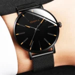 Fashion Geneva Men's Ultra Thin Watches Simple Men Business Mesh Belt Quartz Watch Male Wristwatches Clock Relogio Masculino