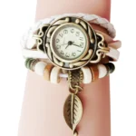 New Bracelet Watches For Women Retro Leather Leaf Pendant Watch Winding Bracelet Accessories Gift Relogio Feminino Dropshipping - Image 3