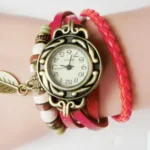 New Bracelet Watches For Women Retro Leather Leaf Pendant Watch Winding Bracelet Accessories Gift Relogio Feminino Dropshipping - Image 5