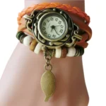 New Bracelet Watches For Women Retro Leather Leaf Pendant Watch Winding Bracelet Accessories Gift Relogio Feminino Dropshipping - Image 6